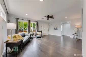 Great Room/ living room is drenched in natural light