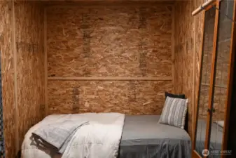 Conex currently setup w/half dry apt/bunkroom, other half is storage