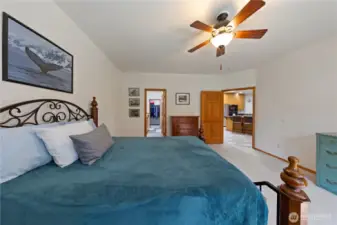From this angle, you can see the generous walk-in closet at the end of the large 5-pc ensuite.