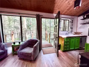 Cabin is set up for easy living
