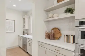 Butlers Pantry with Beverage Center and Additional Cabinetry