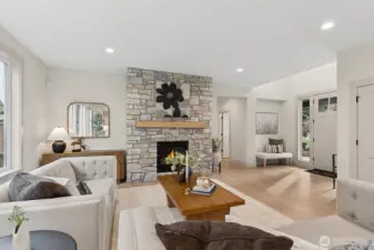 Main Floor Living Room with Cozy Gas Fireplace & Room for Large Couches