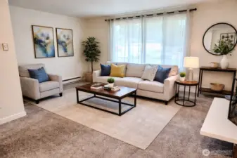 Downstairs unit, virtually staged. Photos taken prior to current tenant occupying unit.