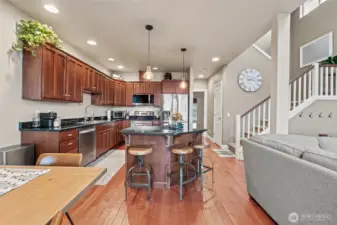 Engineered hardwood flooring in the living areas.