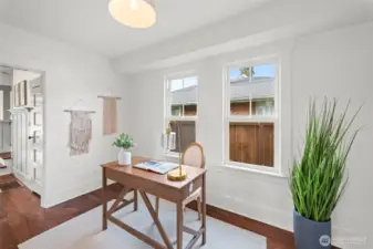 Main floor den open to dining room