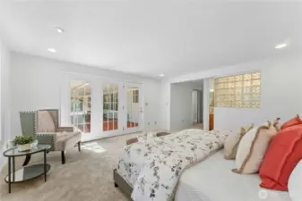 Wall of Windows and Door to Covered Deck