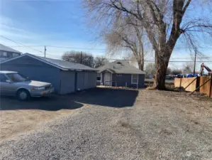 Large parking area in back of home