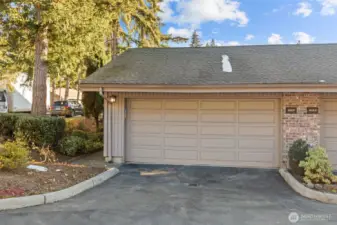 Two car garage w/attic storage