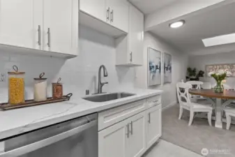 New shaker white cabinets w/new hardware