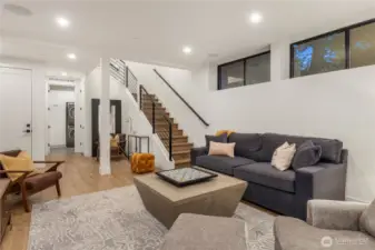 Large recreation/media room equipped with a 5.1 surround sound system.