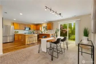 Open kitchen and dining area