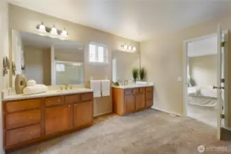 Double vanities in the primary bathroom