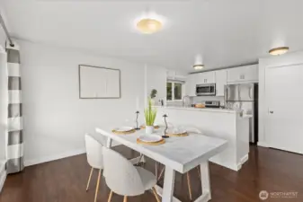 Dining room and galley kitchen.
