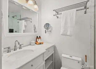 3/4 bath in the primary bedroom.