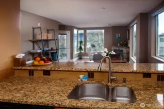 Kitchen is open to spacious Great Room and enjoys views and sunshine from the many windows.