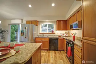 Loads of cabinet storage and granite working counter space