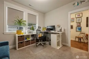 Double door white trimmed closet to the left in this photo