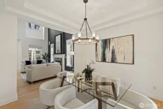 The living room flows smoothly into the formal dining room, with ample room for dinner parties of any size.