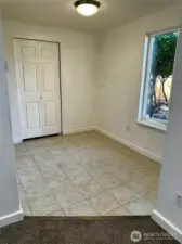 Dining space opens to kitchen