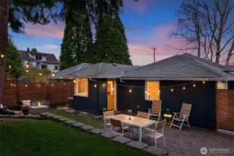 backyard is set up for entertainment!  patio, artificial turf grass that is pet friendly, and fully fenced!