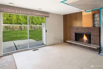 Family room with fireplace