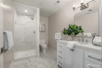 Freshly renovated downstairs bathroom