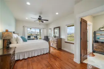 This primary suite is wonderful and has  private deck access.