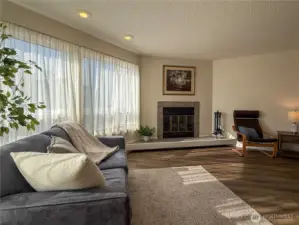 Wood burning fireplace.