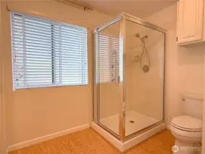 Extra-large shower.