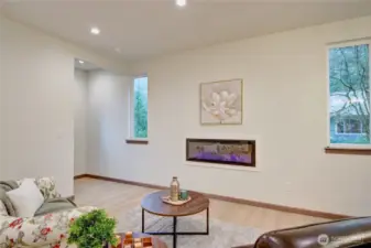 Built-in Electric Fireplace as the Centerpiece of the Greatroom.