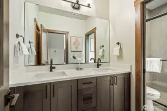 Upstairs hall bathroom serves the bunk room and the 2nd bedroom