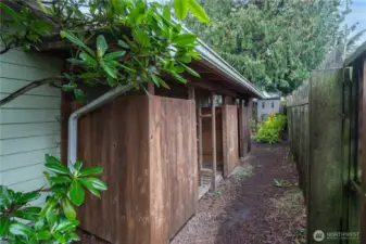 Side yard with more storage under the roof.