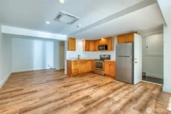 Lower level apartment with kitchenette.