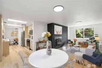 View of family room or flex room. Perfect for a large home office, a play room with eating nook, a game room, movie/tv room, etc.