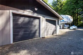 Two car garage. There is a hook up for your RV as well.