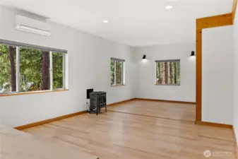 Home is heated and cooled via ductless mini splits for year round comfort.
