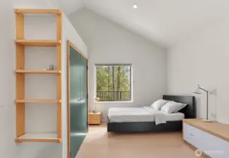 Upper bedroom one with virtual staging.