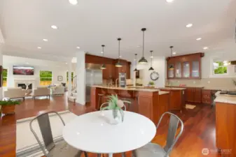 Looking from the corner of the dining area towards the living room.
