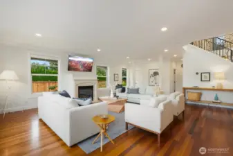 The hallway at the top of this photo is where you'll find the 3/4 bath on the main floor - just before you get to the office.