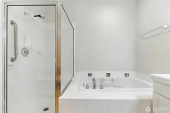 Adorable custom tiles have been thoughtfully added around the tub.