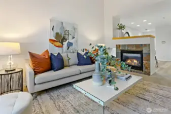 Gas fireplace.