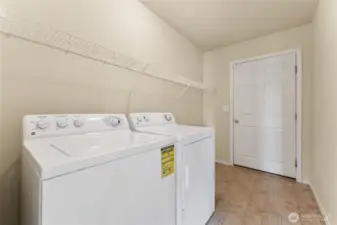 Utility room on main floor with door to the garage.