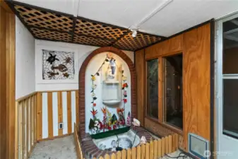 A quaint, character-filled corner that invites you to reimagine it as a Zen or garden space