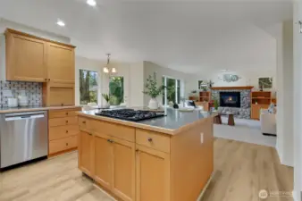 This shot is from the formal dining room looking in to the kitchen and family room.