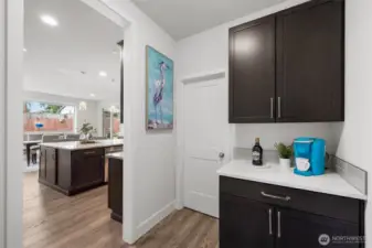 Coffee anyone?  Extra counter space for all those small appliances with a walk-in pantry.