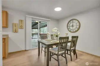 Dining room with view of lake