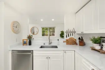 New sink and faucet in the kitchen.