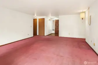 View of Living Room to Entry with Skylight