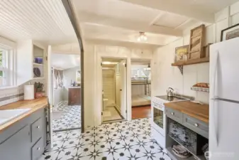 Kitchen with (L-R) mudroom, bathroom, 2nd bedroom