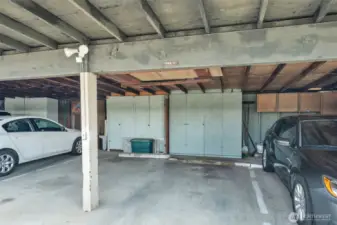 Carport with storage.